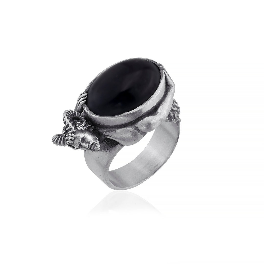 Devil Ring With Onyx Stone for Men in Sterling Silver, Onyx Ring ...