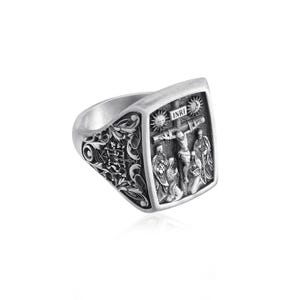 Crucifixion Silver Ring, Jesus Christ Signet, Religious Statement Ring ...