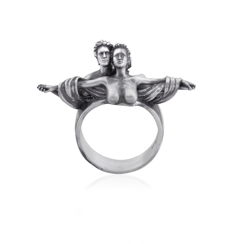 Unique Love Desing Ring, Romantic Design, Handmade Craftsmanship, Symbol of Love, Unique Jewelry, Anniversary Gift, Love Symbol, Gift Ring Eternal Love Love Symbol Couple ring Handmade Craft Embrace Art romantic ring Romantic Gift Minimalist Ring Uni