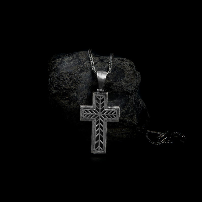 Skulls In Cross Necklace, Cross Crucifix, Goth Gothic Medieval, Skull Pendant, Skull Necklace, Gothic Pendant, Gothic Jewelry, Handmade image 2