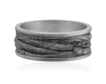 Ancient Strata Ring, 925 Sterling Silver Geology Resilience Band