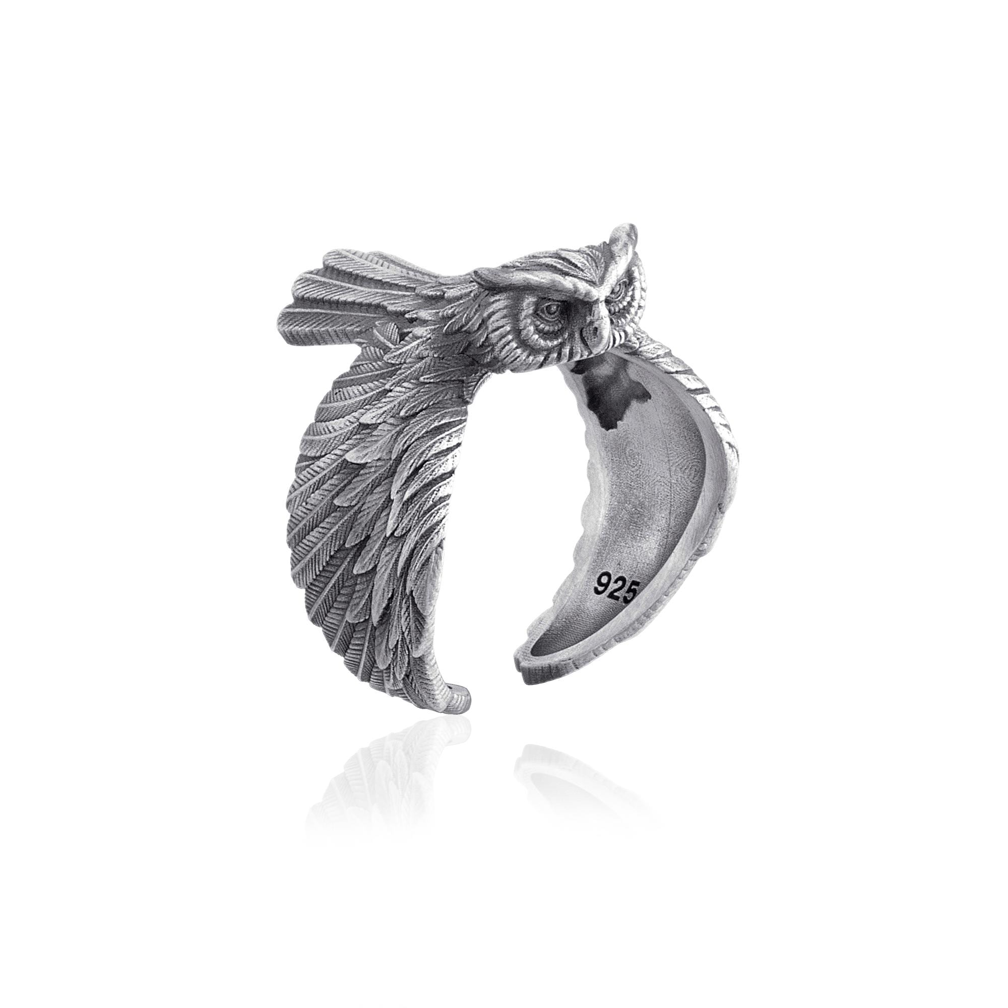 Owl Signet Ring, Sterling Silver Wisdom Ring, Intricate Owl Design, Nature-Inspired Jewelry, Unique 