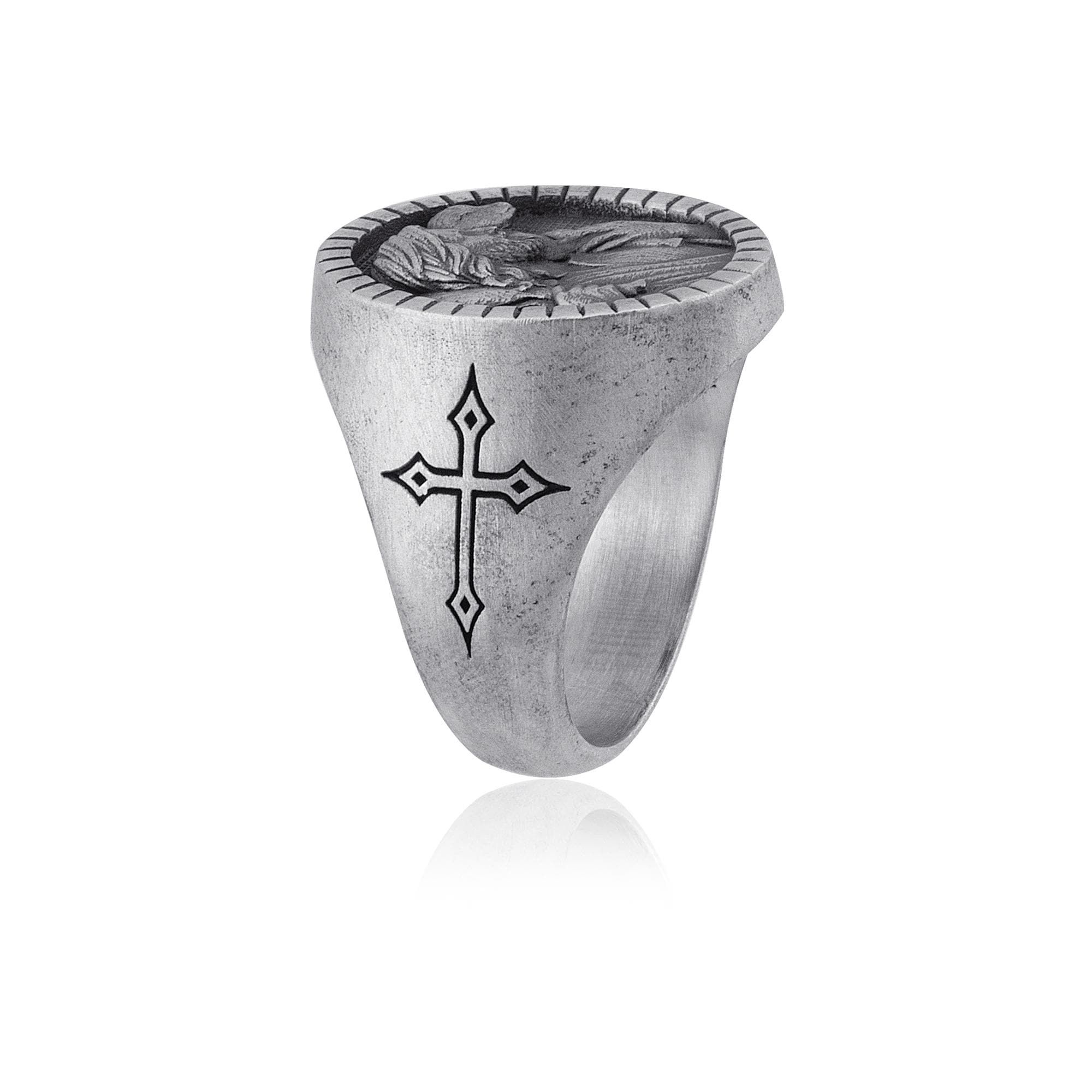 Jesus the Good Shepherd Signet Rings, Silver Christian Ring, Men ...