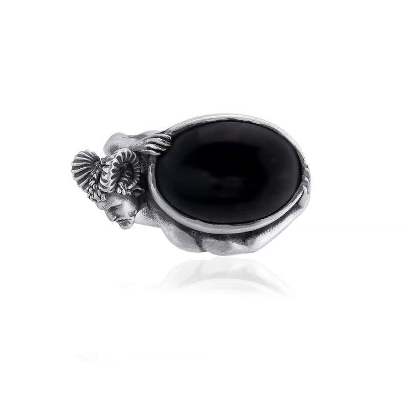 Devil Ring With Onyx Stone for Men in Sterling Silver, Onyx Ring ...