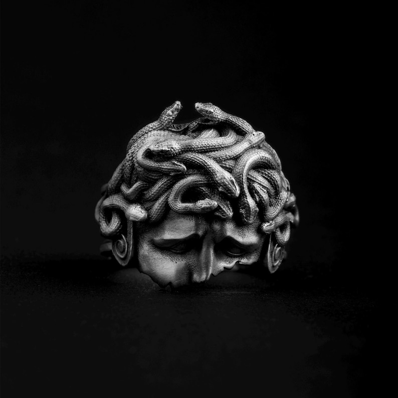 Wounded Medusa Greek Ring front size