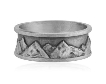 Mountain Ridge Ring, 925 Sterling Silver Alpine Endurance Band