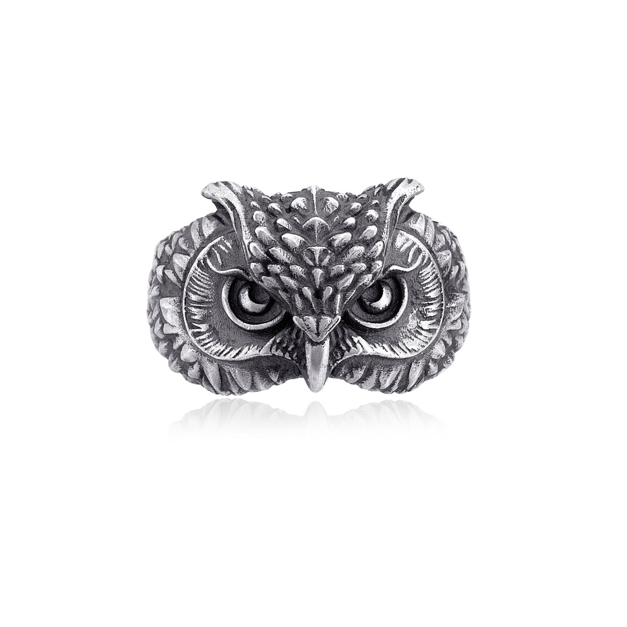 Owl Head Ring, Bird Head Ring, Owl Ring, Silver Bird Ring, Mens Animal Ring, Animal Ring, Animal Jew