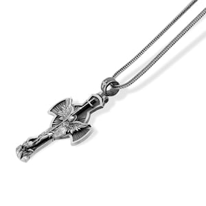 Cross Saint Michael Archangel Necklace, Archangel Michael, Christian Pendant, Husband Gift Pendant, Orthodox Men Pendant, Silver Necklace image 3