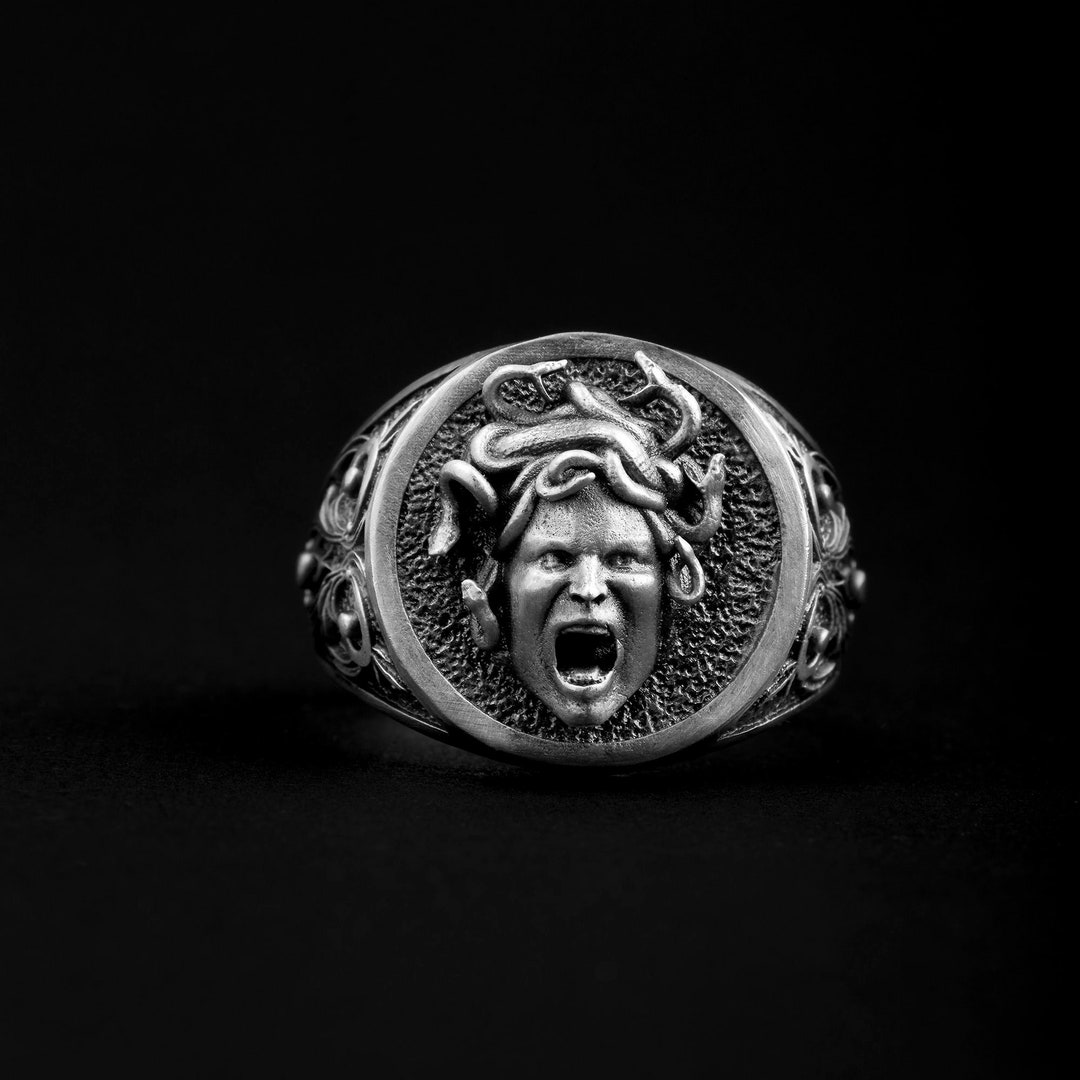 Angry Gorgon Medusa Ring Medusa Ring Snake Men Ring Gothic - Etsy