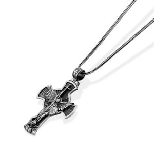 Cross Saint Michael Archangel Necklace, Archangel Michael, Christian Pendant, Husband Gift Pendant, Orthodox Men Pendant, Silver Necklace image 2