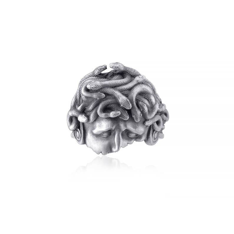 Wounded Medusa Greek Ring front size