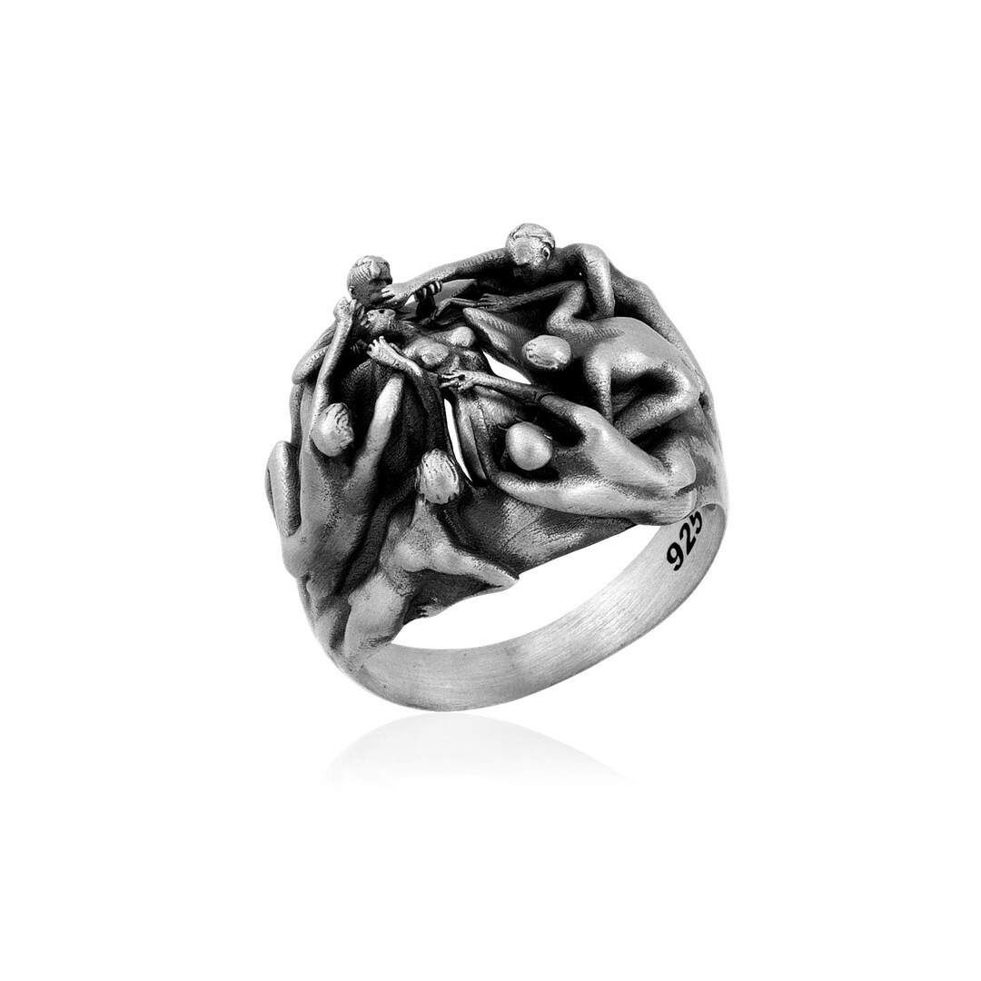 Human Form Rings The Forsaken Ring – Sculptural Sterling Silver Ring With Human Figures ...