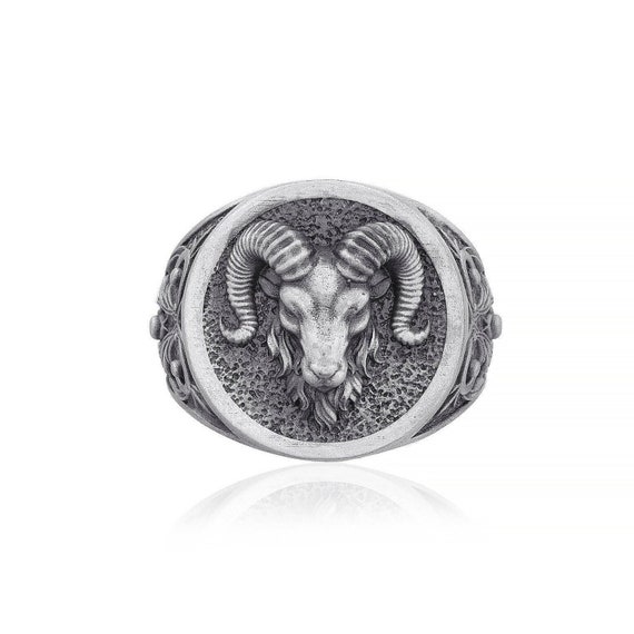 Aries Ram Head Ring, Aries Mens Ring, Aries Silver Ring, Boho Ring, Handmade Men Ring, Polished Men Ring, Animal Ring, Animal Jewelry
