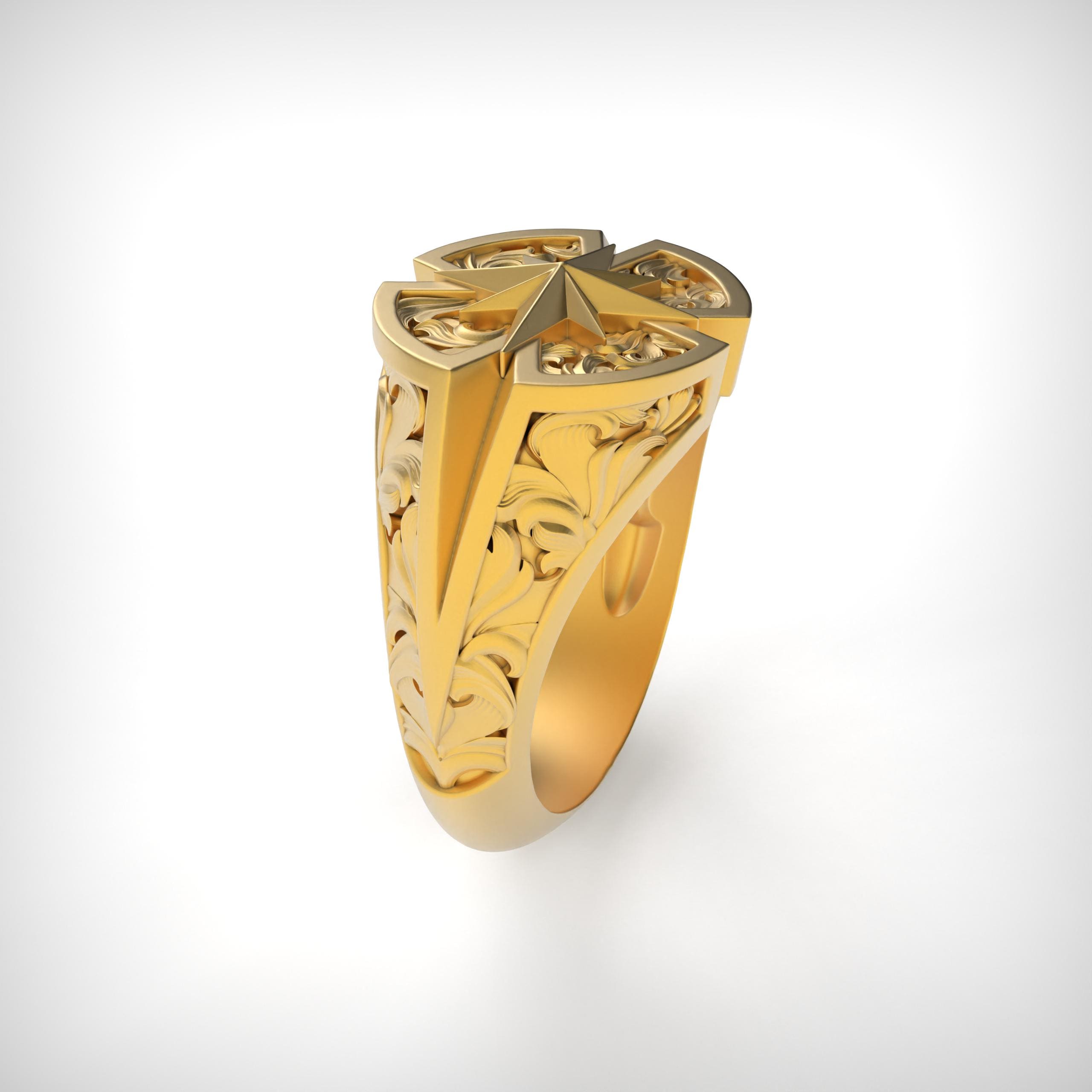 Gothic Compass Cross Ring for Men, Handmade Silver Statement Ring ...