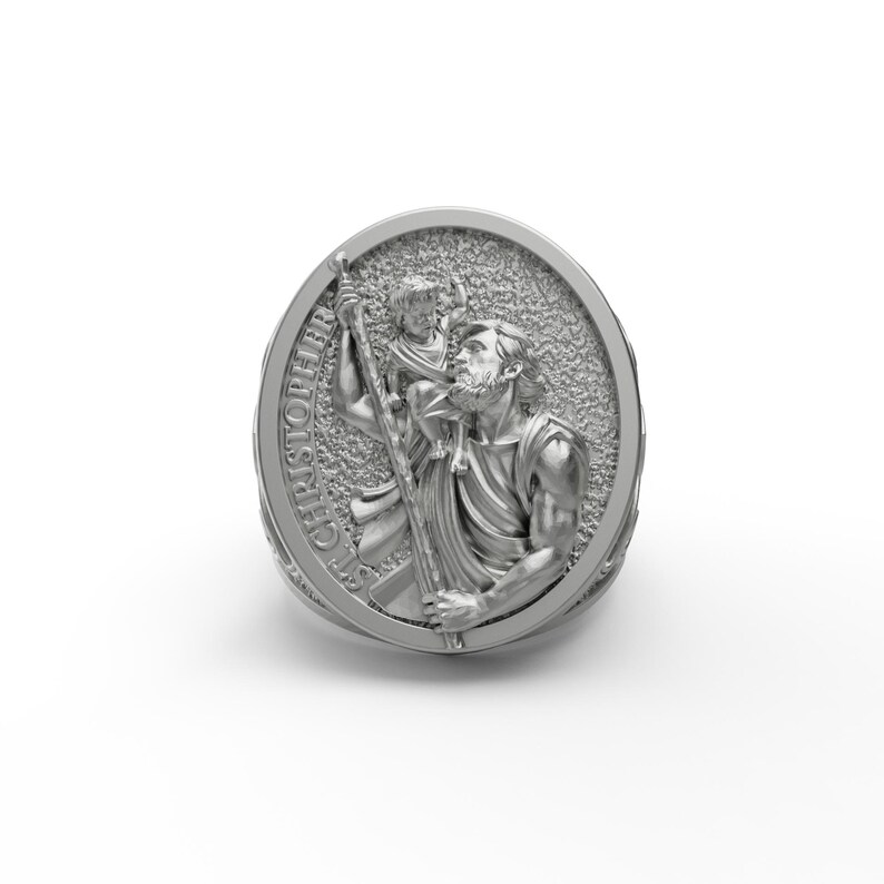 Saint Christopher Religious Ring, Chevalier Ring, Heavy Ring, St ...