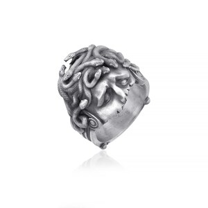 Wounded Medusa Greek Ring top side