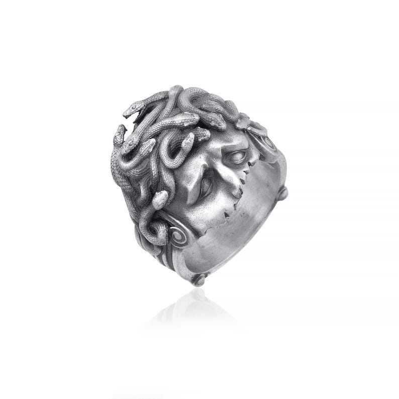 Wounded Medusa Greek Ring top side
