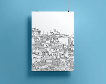 | van Burgau, Portugal Uitzicht op het dorp A4/A5 Print