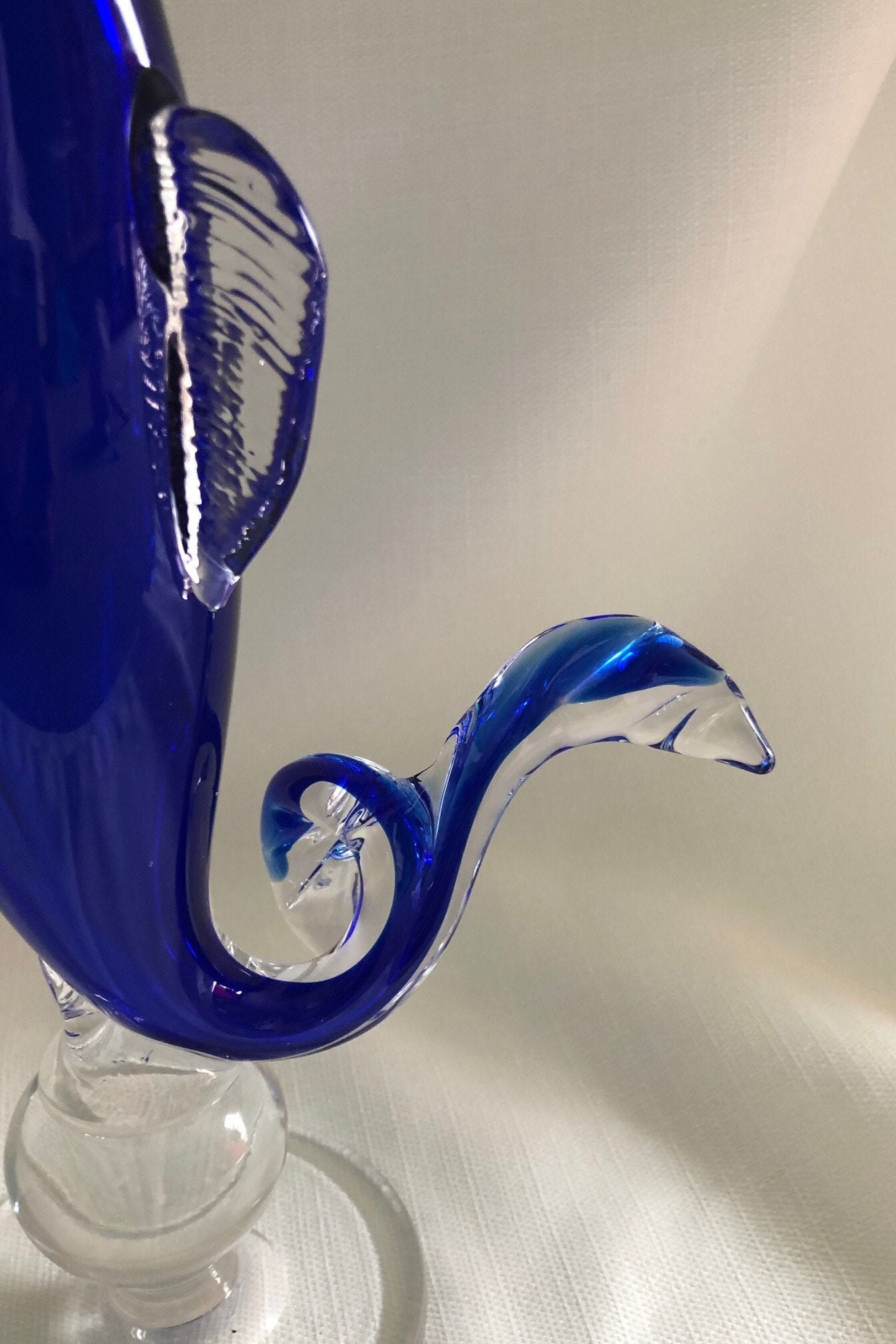 Midcentury Blue Glass Fish Vase Vintage Art 1960s Etsy