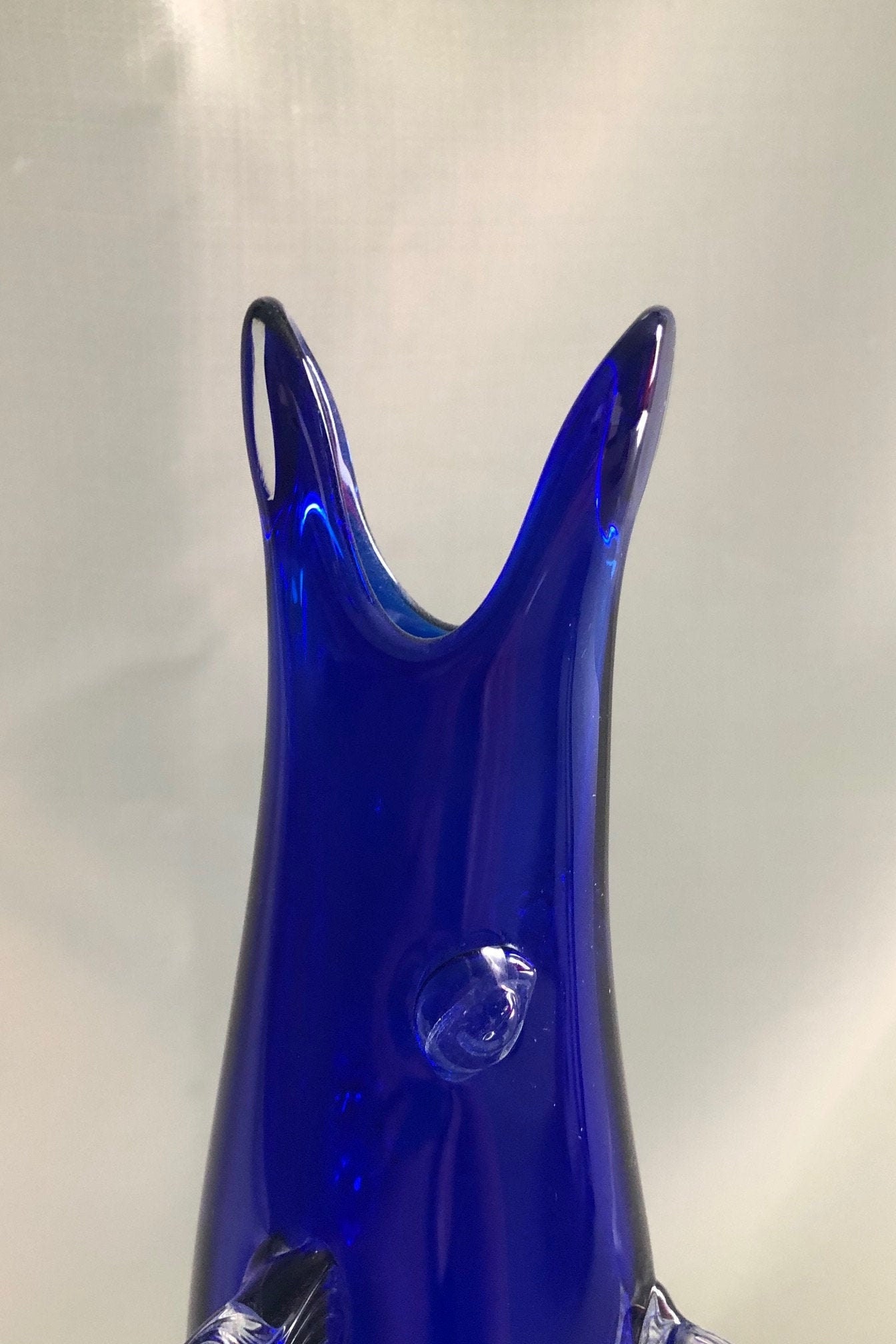 Midcentury Blue Glass Fish Vase Vintage Art 1960s Etsy