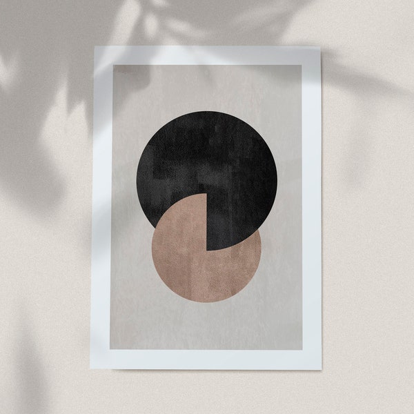 Berlin Shapes No. 2 Digital Download • Abstract illustration with graphical shapes • Black lines on beige and bronze • Abstract print