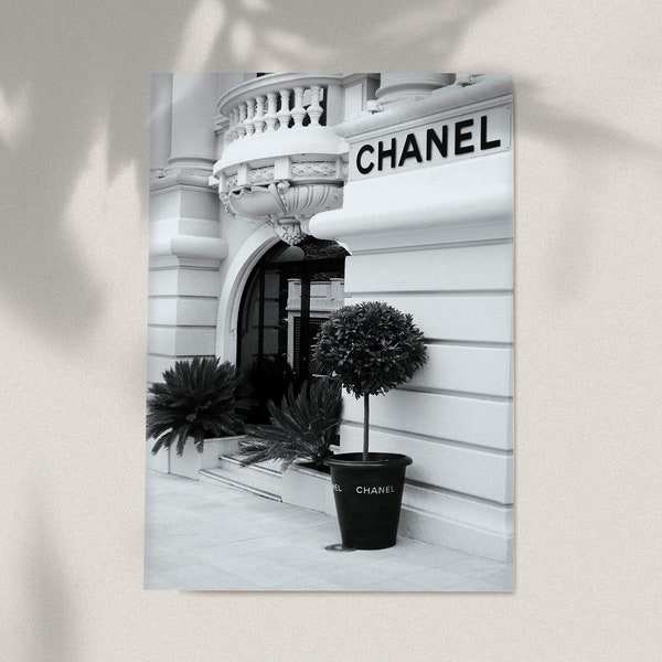 Chanel Fashion Digital Download • Luxury Brand Shop Print • Chanel Store Front Black and White Wall Decor • CHNL Storefront