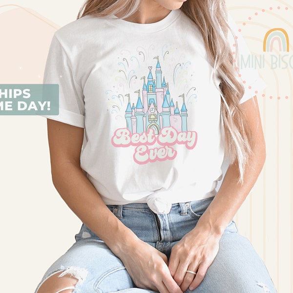 Castle Best Day Ever Shirt , Mouse Park Family Trip Shirts, Retro Pastel Tee Tank Top , wdw Castle Mouse Tee