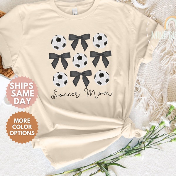 Soccer Mom Shirt, Coquette Soccer T-Shirt for Mom, Cute Soccer Season Mama, Gift For Soccer Lover Mom Shirt, Sports Mom Shirt, Gameday Tee