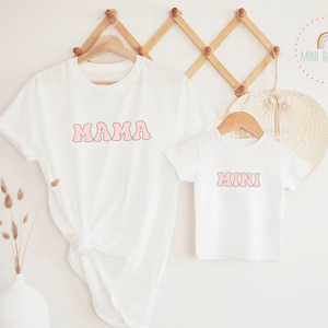 Mama and Mini Shirt - Women Retro Pastel Mouse Park Tee - Happiest Place Groovy Theme Park Tee Park Matching Family T-Shirts Mommy and Me