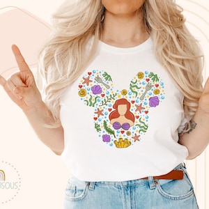 Mermaid Collage Shirt, Princess Doodle Collage Shirt, Mouse Vacation Shirt, Matching Princess Tee