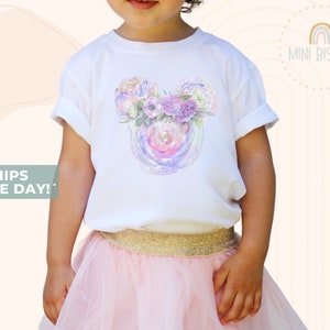 Floral Mouse Shirt, Matching theme park shirts, Mouse Women Unisex family shirts kids shirt, Watercolor Floral Mouse
