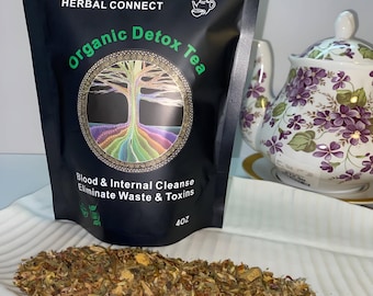 Organiczna ziołowa herbata detoksykująca, oczyszczanie wątroby i nerek, oczyszczanie krwi, łopian, korzeń mniszka lekarskiego, szczaw pospolity, lukrecja, wzmacniacze odporności