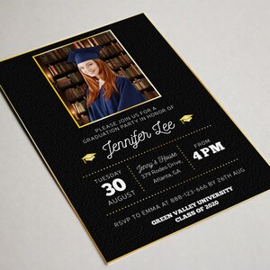 Photo Graduation Announcement, Script Grad Invitation, Simple Modern Clean, Graduation Party, Digital or Printed, Instant Edit & Download