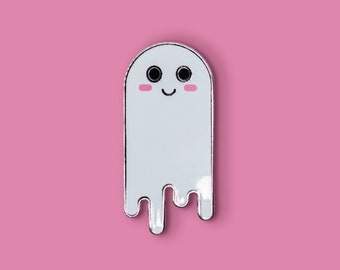 ENAMEL PIN • Ghost / Cute Lapel Pin / Spooky Halloween Brooch / Friendly Ghost Gift / Kawaii Casper / Paranormal Jewelry Badge / Sheet Ghost