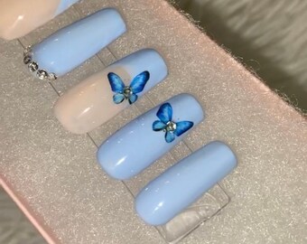 Baby Blue Nails Etsy