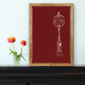 Hand Drawn Indiana University Bloomington Red Clock tower Downloadable Wall Art Sketch Print Poster Wall Hanging