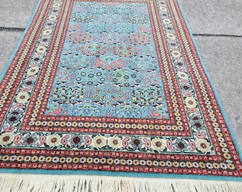 Blue Hereke Turkish Hand Knotted wool rug 3'6"x4'8"