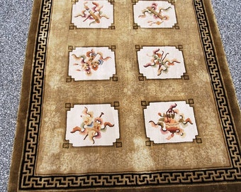 Silk Rug 4x6 pictorial musical instruments