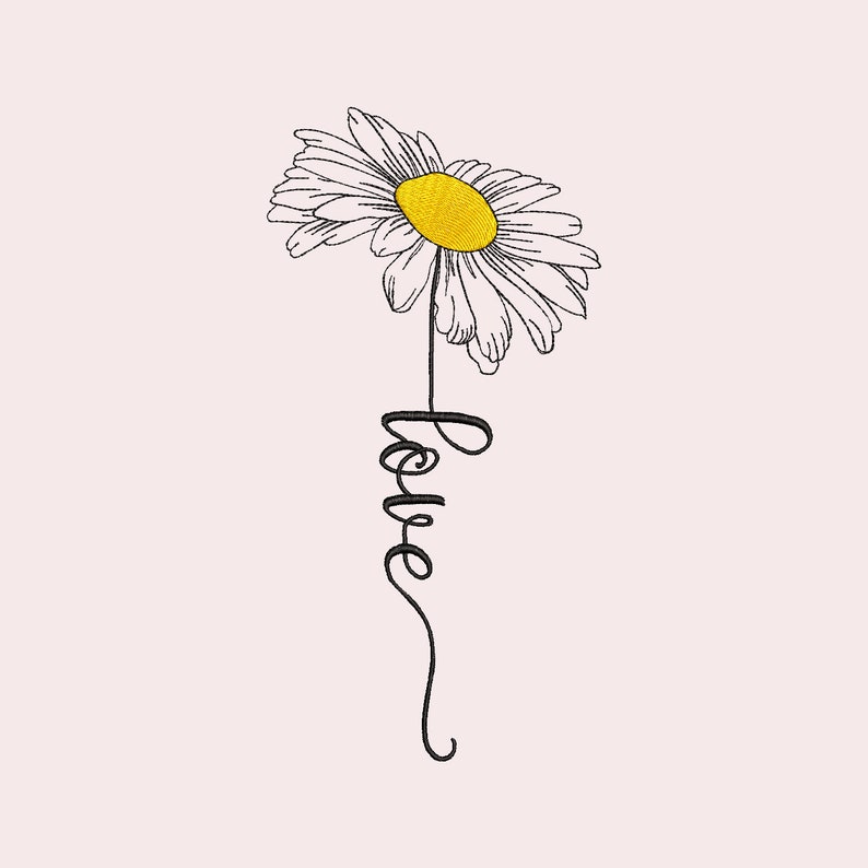 Love daisy embroidery design  etsy Love daisy embroidery design  etsy