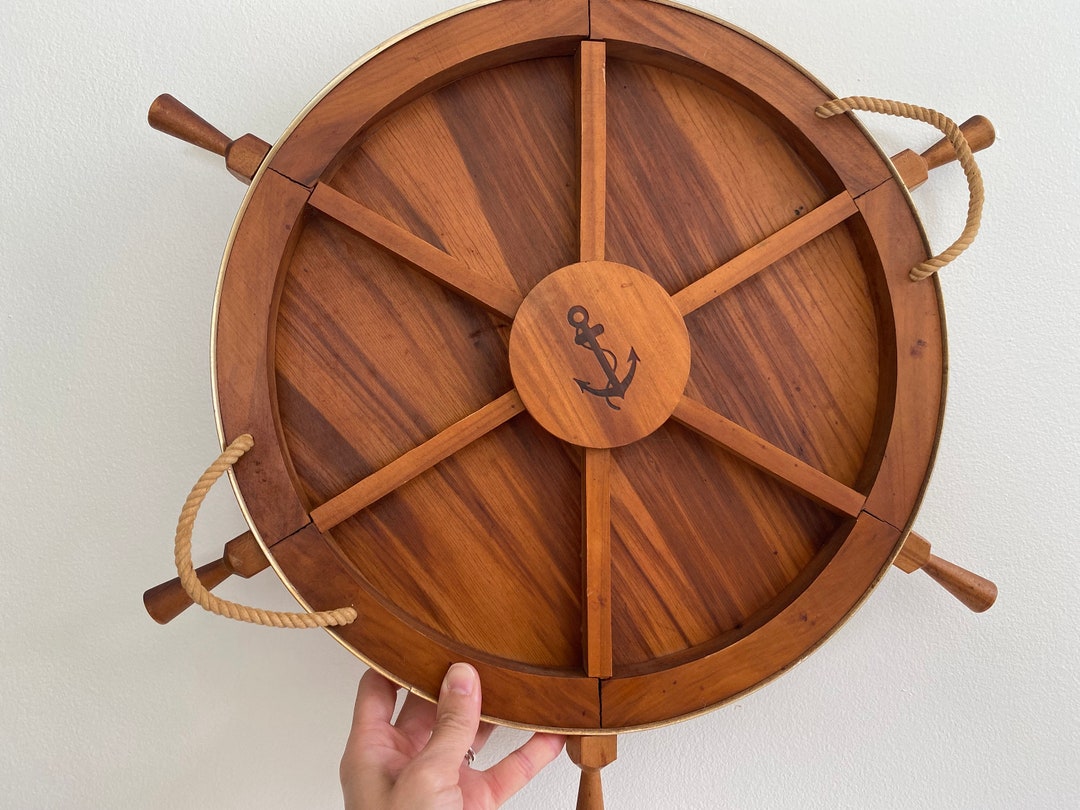 Vintage Wooden Nautical/helmthemed Sectioned Serving Tray/wallhanging