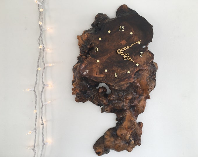 Vintage Live Edge Burl Wood Clock Handmade Live Edge Burl Etsy