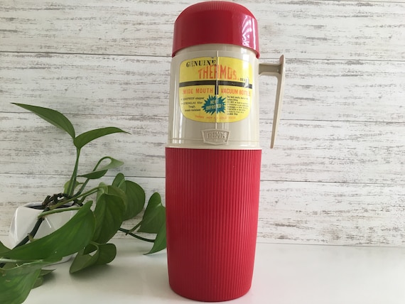 Vintage Quart-size Red Genuine Thermos Wide Mouth Thermos With