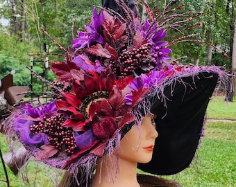 Oversized Ruched Witch Hat: Handmade Fantasy Costume