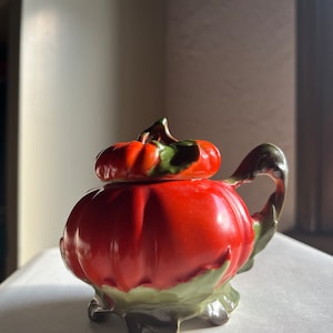 Royal Bayreuth Tomato Mustard Pot or Jar with Spoon - Rare