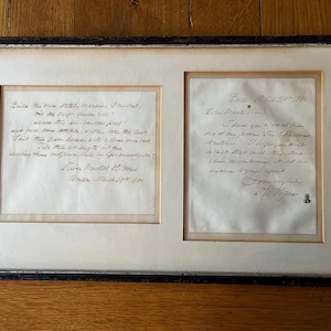 Fragmento de poesía y carta firmada de Oliver Wendell Holmes, “Chambered Nautilus”, enmarcada con soporte, 1881, artículo de colección literario