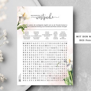 Cruciverba gioco di nozze con nomi degli sposi, cruciverba personalizzato per il matrimonio, giochi di nozze, calla