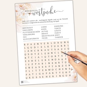 Crossword puzzle wedding German, wedding game word search to print, wedding games download, wedding games guests, wedding puzzles