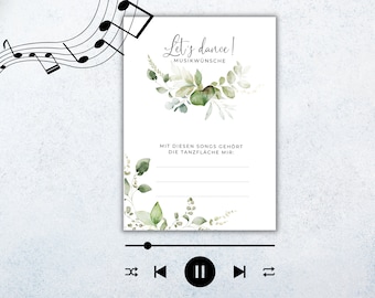 Wedding music request cards, eucalyptus table decorations, music request cards, wedding music requests, music request, DIY wedding, wedding download