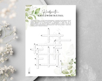 Crucigrama de boda, crucigrama para bodas, juego de boda personalizado para descargar e imprimir en casa, juegos de boda