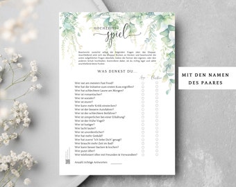 He or she wedding game, personalized games, wedding gift, wedding game download to print yourself